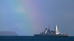 Type 45 Destroyer HMS Defender (D36) in Weymouth Bay