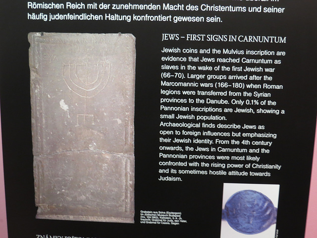 Museum Carnuntinum : présence de Juifs à Carnuntum.