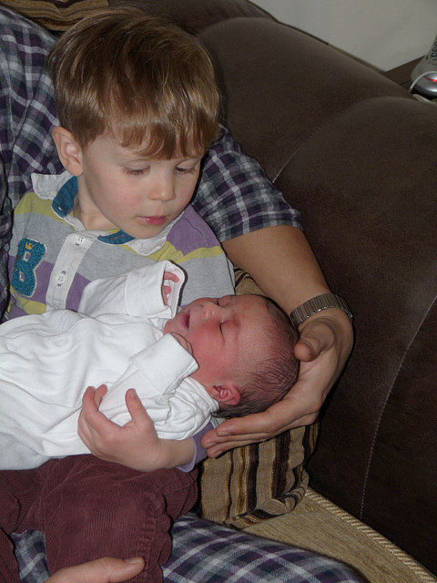 Dexter with his One-day Old Sister, Robyn