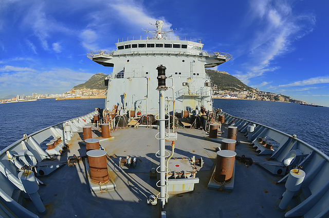 RFA FORT VICTORIA anchored off Gibraltar