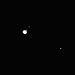 Jupiter, Io and Ganymede close to star Delta Geminorum (Wasat)