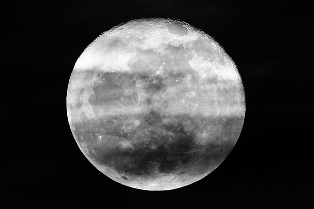 Wolf Moon +  1 day, through the clouds