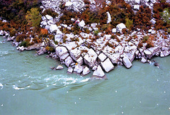 View down from the cable car over Niagara whirlpool