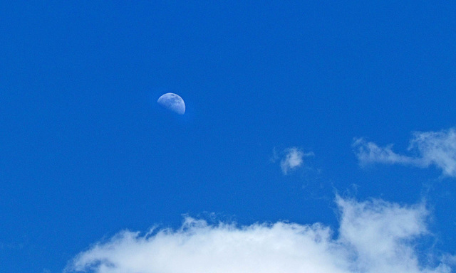 Daytime Moon and Clouds