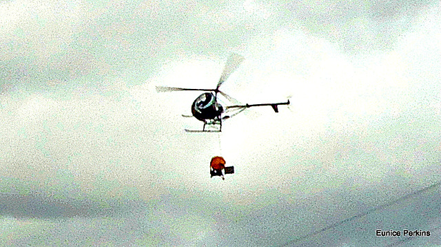 Helicopter and monsoon bucket near Barryville