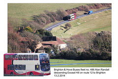 Brighton & Hove Buses no. 486 at Exceat - 13.2.2014