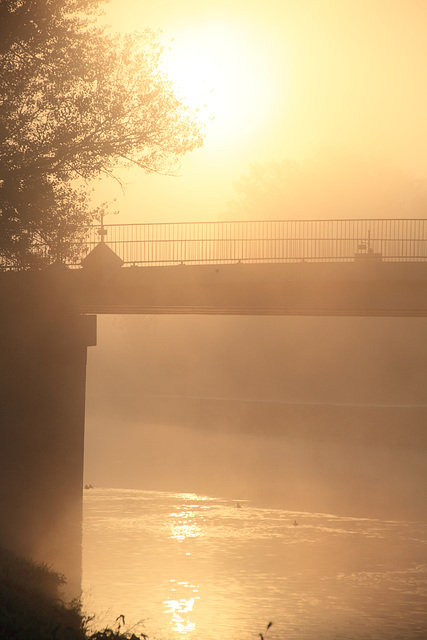 Bridge, River, Fog & Sun