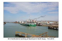 MV Hertfordshire berthing at Newhaven's North Quay - 15.3.2014