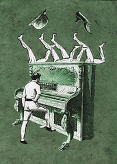 Solo for dancing-legs-harmonium with bowler hat and duchess shoe