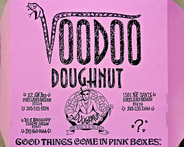 "Good Things Come in Pink Boxes" – Voodoo Doughnut, Portland, Oregon