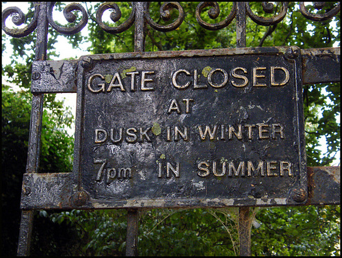 cast iron gate sign