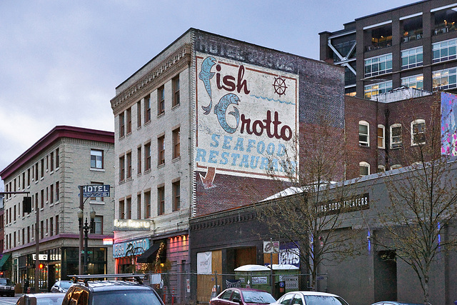 The Fish Grotto and Hotel Joyce – S.W. Stark Street at 11th Avenue, Portland, Oregon