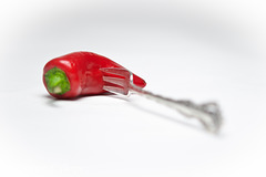 Hot Pepper and Fork Still Life High Key 040114