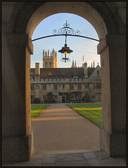 view from a college doorway