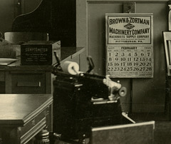 Dalton Adding Machine, Comptometer Box, and Wall Calendar, Lewis Walker Company Office, 1925
