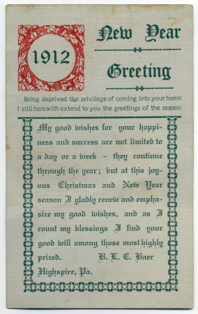 New Year Greeting, 1912