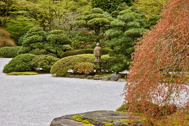 The Flat Garden With Its Lantern – Japanese Garden, Portland, Oregon