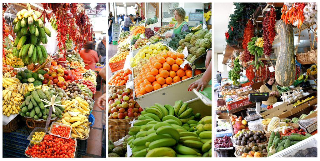 Funchal. Mercado dos Lavradores.  Obst, Gemüse, Südfrüchte... ©UdoSm