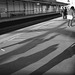 Long shadows on the platform