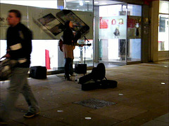 winter evening buskers