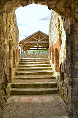 Stepped inner entrance to Farnham Castle Keep