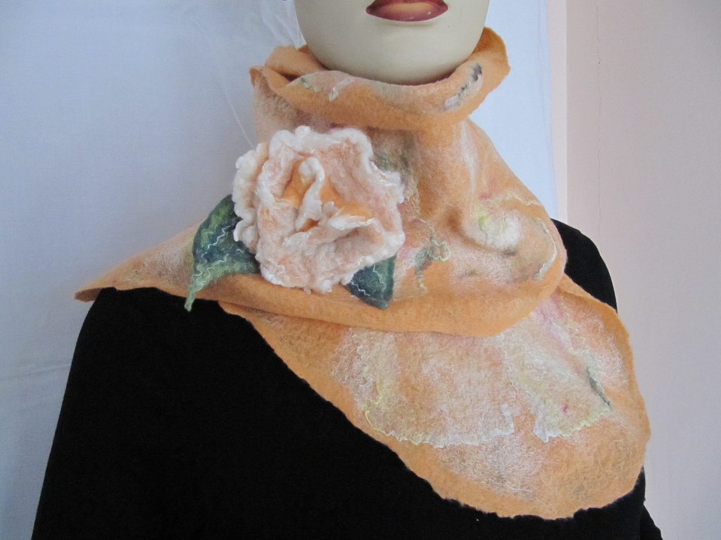 felted shawl - apricot