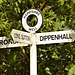 Signpost at a road junction in Well, Hampshire
