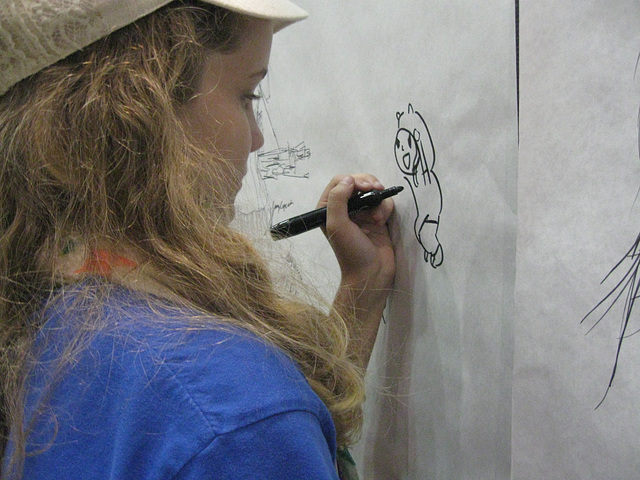 Daughter at the art wall, Anime Expo 2014