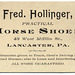 Fred Hollinger, Practical Horseshoer, Lancaster, Pa.