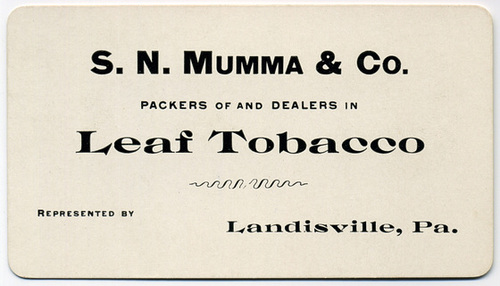 S. N. Mumma and Co. Packers of and Dealers in Leaf Tobacco