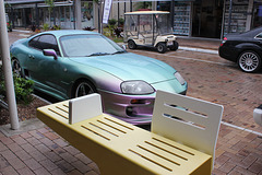 Yellow Bench and Pearlescent Car