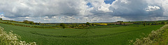 Panoramic view over farmland towards Bentley Hampshire