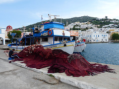 Mending the Nets at Agia Marina, Leros