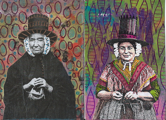 2 Postcards: Knitting Welshwomen
