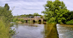 Tilford Bridge and weir without the flood - Panorama1