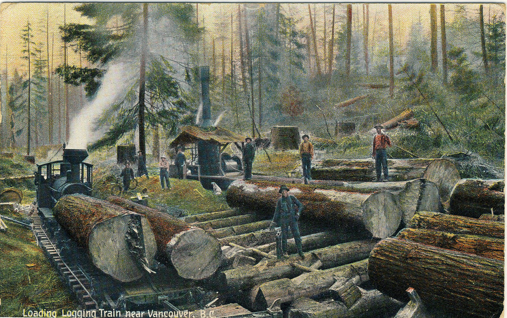 Loading Logging Train near Vancouver, B.C.