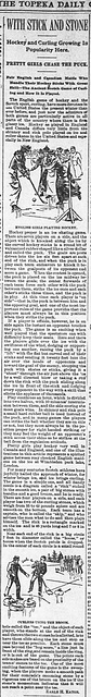 Hockey history ... The Topeka Daily Capital Sat  Feb 4  1893