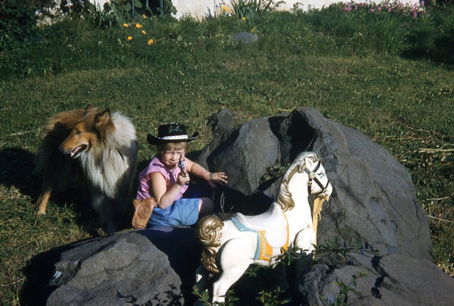 Gunfight at Big Rocks: Dale Evans with Buttermilk and Lassie