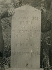 Men Posing at the Lost Children of the Alleghenies Monument (Detail)