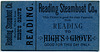 Reading Steamboat Company Ticket, Reading, Pa., to High's Grove