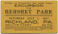 Railroad Ticket for Excursion to Hershey Park, July 7, 1917