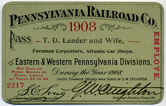 Pennsylvania Railroad Company, Employee Pass, 1908