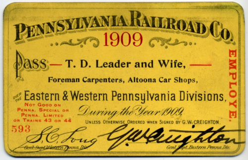 Pennsylvania Railroad Company, Employee Pass, 1909