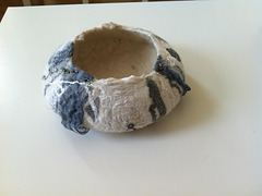 felted bowl blue and grey