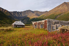 Ruins in autumn tundra