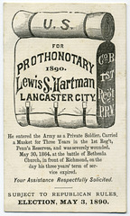 Lewis S. Hartman for Prothonotary, Lancaster, Pa., 1890