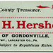 E. H. Hershey for County Treasurer, Lancaster County, Pa., 1893