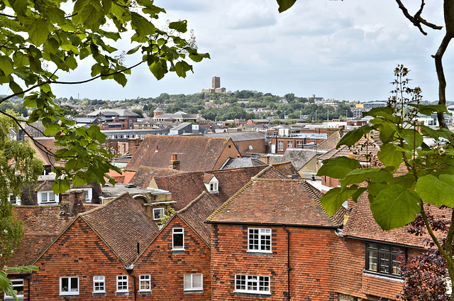 View to Guildford cathedral from the castle mound