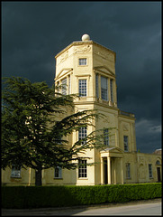 observatory in a stormy sky