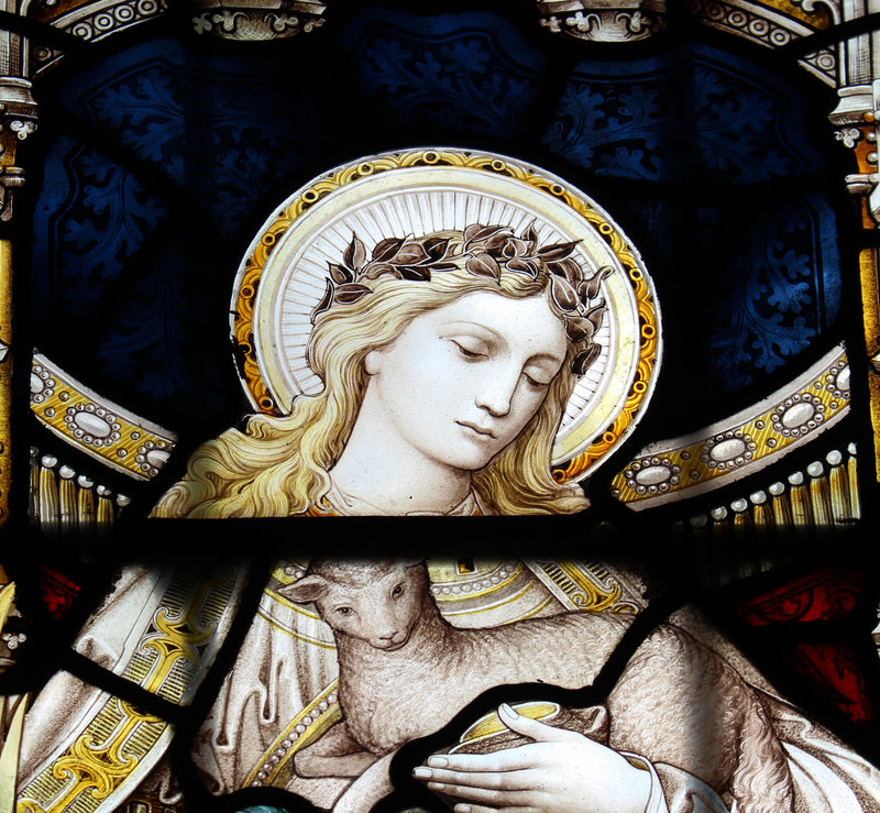 Detail of Stained Glass, Woolverstone Church, Suffolk